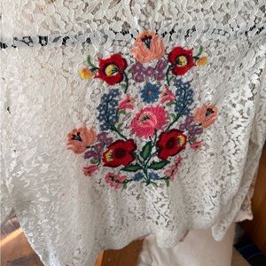 Johnny Was Cream Lace Bomber Jacket - see pics for condition